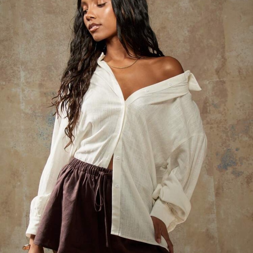 Missguided+ Off-White Button-Up Blouse